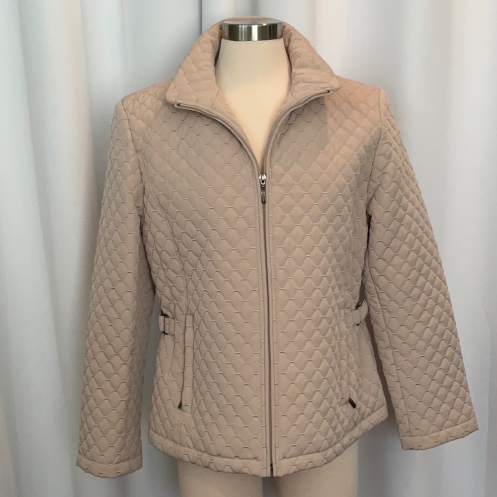 Gallery Quilted Beige Taupe Zipper Jacket Women Size XL